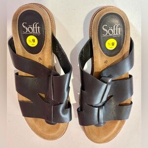 Söfft Black Leather Slide Sandals
